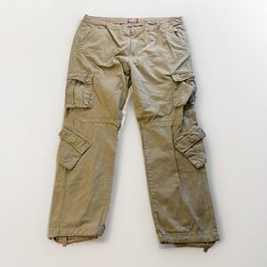 Matchstick Cargo Pants Mens 44x31 Khaki Multi Pocket Drawstring Hem